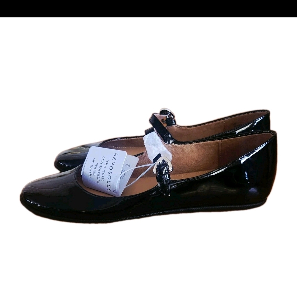 AEROSOLES Perry Black Patent Leather Mary Jane Flats Women's Size 9 - Picture 5 of 9